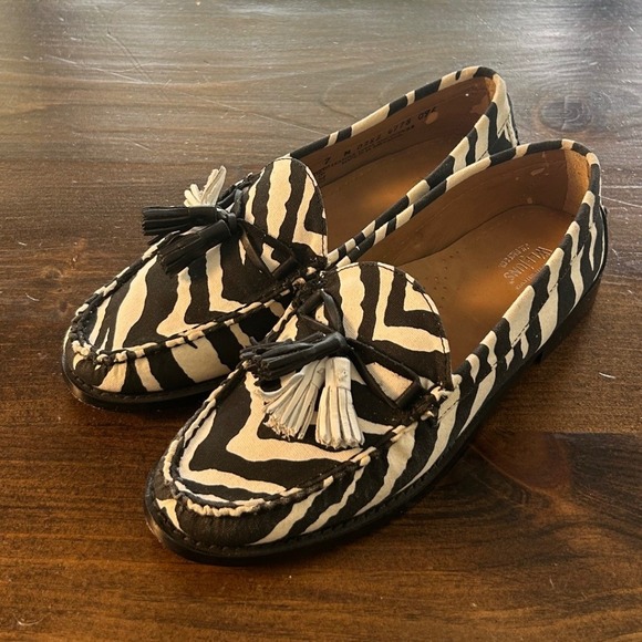 G.H. Bass & Co. Shoes - G.H. Bass Weejuns Tassel Loafers 7 Black White Zebra Animal Print Safari Preppy